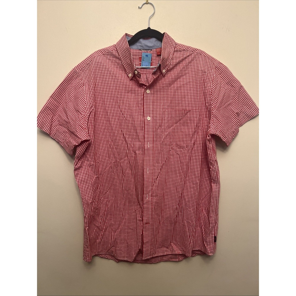 Izod‎ men's polo button-down shirt, Large, red Checker